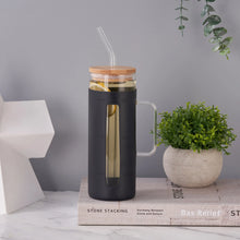 Mainstays Glass 22oz Tumbler with Black Protective Silicone Sleeve, Bamboo lid, Glass Straw - Brands For Less USA