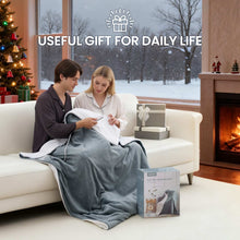 MaxKare 50" x 60" Electric Throw Blanket with 6 Heating Levels & 1-5H Auto-off, Machine Washable Flannel & Sherpa, Gray & White