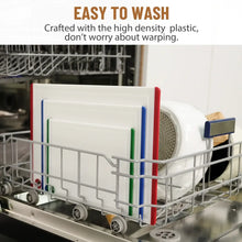 Kikcoin 3-Piece Plastic Large Cutting Boards Set for Kitchen, Non-slip Feet and Juice Grooves, Multicolor