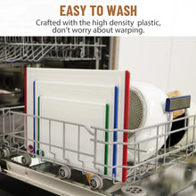 Kikcoin 3-Piece Plastic Large Cutting Boards Set for Kitchen, Non-slip Feet and Juice Grooves, Multicolor