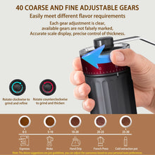 Hand Coffee Grinder, LHKLUK Adjustable Coffee Grinder, Textured ABS Body & Soda-Lime Glass, Ceramic Burr, Compact & Portable for Home/Outdoor/Cold Brew