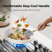 Sanho Ceramic Nonstick Fry Pan Set, 2-Piece (8 & 10 inch) Skillets, Diamond-Titanium Coating, Oven & Induction Safe, Non-Toxic - Brands For Less USA