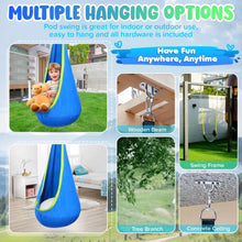 UQN Kids Pod Swing Seat, Light Up Hanging Hammock Chair with Inflatable Pillow, Indoor and Outdoor Toy Sensory Swing for kids, 100% Cotton Loading Capacity 176 lbs