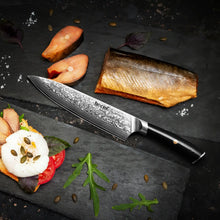 Hecef 8-Inch Chef Knife, Japanese Damascus Steel Blade with Resin Handle