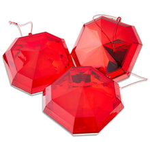 4 Count Red Square Gem Christmas Ornaments, by Holiday Time