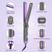 NEXPURE Airflow Styler Curling Iron, Flat Iron Hair Straightener and Curler 2 in 1, Ionic Curling Wand with 360°Cool Air Lock in Style,5 Temps & Anti-Scald, Purple