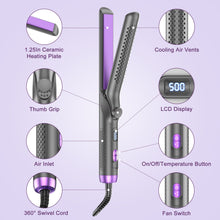 NEXPURE Airflow Styler Curling Iron, Flat Iron Hair Straightener and Curler 2 in 1, Ionic Curling Wand with 360°Cool Air Lock in Style,5 Temps & Anti-Scald, Purple
