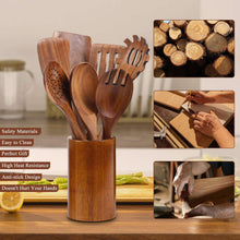 VAVSEA Thick Wooden Spoons for Cooking, 8 Pcs Natural Wooden Utensil for Cooking with Non-Stick, Heat Resistant, Wood Kitchen Utensil Set