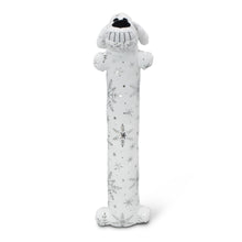 Multipet Plush Holiday Loofa Dog Toy with Sparkly Snowflakes, Stuffing & Squeaker, 3 pack with Red, Green & White, 12" Each