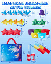 Gleamkid Montessori Toys for Toddler, 23 pcs Cloth Fishing Game Toy for 2 Poles, Stacking Cups, Double-Side Mat, Christmas Birthday Educational Gifts for 1-3 Year Old
