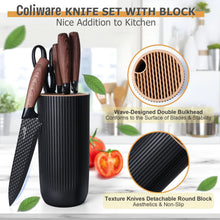 Joyfair Kitchen Knife Set, 7 Pcs Stainless Steel White Knives Block Set for Chef, Super Sharp Professional Knife Set with Universal Knife Block for Home Restaurant, Non-Stick & Anti-Rust