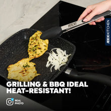 JEEXI Non-Stick Black Kitchen Tongs for Cooking with Silicone Tips Stainless Steel Tongs 450℉ Locking Set 3, Cooking Serving Grilling Barbecuing Salads Kitchen Clips Easy to Use - Brands For Less USA