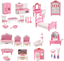 Dollhouse Furniture Set Accessories,Small Dollhouse Miniature Pretend Play Family Toys Gift,Toddler Boy Girl Kid 3Y+ Mini Bedroom/Livingroom/Bathroom/Kitchen