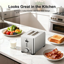 Tomeem 2-Slice Toaster with 6 Shade Settings, Removable Crumb Tray and Self-centering Guide, Stainless Steel