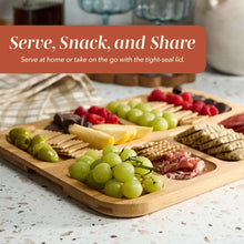 Cook With Color Rectangular Bamboo Cutting Board with Locking Lid, Dual-Function Charcuterie & Serving Board