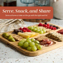 Cook With Color Rectangular Bamboo Cutting Board with Locking Lid, Dual-Function Charcuterie & Serving Board