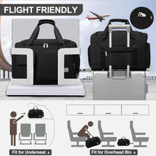 DAKIMOE Travel Duffle Bag for Women Men, Weekender Bags Carry on Gym Bag with Wet Pocket/Adjustable Strap/Shoe Compartment, Foldable Waterproof Overnight Tote Bag for Plane Sports Dance, Black