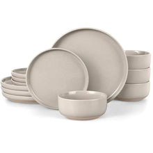 Vesteel 12-Piece Dinnerware set, Ceramic Plates and Bowls set for 4, Speckled Stoneware Dishes Set for Family, Microwave & Dishwasher Safe - Cappuccino Brown - Brands For Less USA