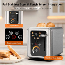 WHALL 2 Slice Toaster, Touchscreen Toasters with Stainless Steel, Wide Slots, Bagel, Defrost, 850W