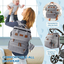 Babyomi Diaper Backpack with Changing Station, Foldable Crib, Insulated Pocket & USB Port, Large Travel Bag for Moms and Dads, Grey
