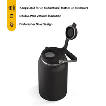 RTIC Half Gallon Ceramic Lined Insulated Outback Water Bottle Jug, Leak Proof, Black - Brands For Less USA