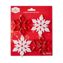 Red & White Snowflakes Mini Christmas Ornaments, 4 Count, by Holiday Time