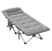Portable Camping Cot for Adults, Comfortable Folding Bed with Cushion and Pillow, 450 lbs Capacity, for Outdoor Camping and Indoor Use (Light Gray)