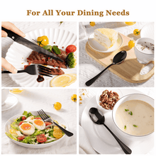 Astercook 25-Pieces Black Silverware Set with Steak Knives, Black Flatware Set for 4, Food-Grade Stainless Steel Tableware Cutlery Set, Eating Mirror Polished Utensil Set for Home Restaurant