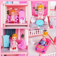 Anpro Pink Dollhouse Pretend Play Set for Kid, Big Villa Princess Castle, 5 Rooms Dollhouse with Doll Toy Figure for Boys and Girls Age 3+ Play House Gift Toys and Christmas - Brands For Less USA