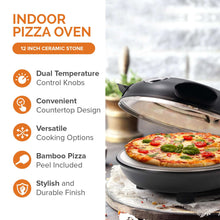 COOK WITH COLOR Pizza Oven, Electric Indoor Pizza Maker, Countertop Pizza Cooker, Black