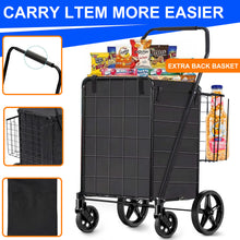 Camkey Folding Shopping Cart, Utility Trolley Grocery Cart with Removable Basket and Swivel Wheel, Black