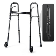 Naipo Compact Folding Walker for Seniors & Adults, Deluxe Lightweight Mobility Aids Walker with 5" Wheels and Trigger Release up to 300 lbs, Aluminium - Brands For Less USA