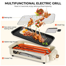 Electric Smokeless Indoor Grill – Non-Stick Raclette BBQ with 3 Mini Pans, Perfect for Grilling, Roasting & Frying, Easy to Clean, 1500W (Beige)