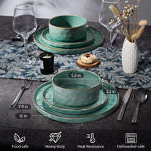 Onader Dinnerware Sets for 6, 18-Piece Plates and Bowls Set, Stoneware Dish Set for Kitchen, Ceramic Dinnerware for Home Restaurant, Chip and Scratch Resistant, Microwave and Dishwash, Reactive Green - Brands For Less USA