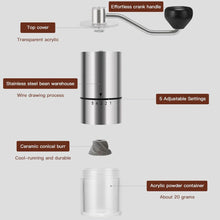Portable Manual Coffee Grinder - Conical Burr with 5 Adjustable Settings for Smooth Grinding, Perfect for Espresso Enthusiasts at Home, Office, or Camping