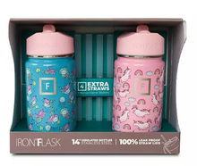 Iron Flask Kids 14-oz BPA Free Stainless Steel Insulated Water Bottles, 2 Pack,