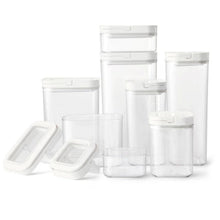Brands For Less USA 8-piece pantry storage container set with clear plastic containers and white lids