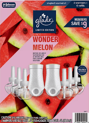 Glade PlugIns Scented Oil, Wonder Melon, 2 Warmers + 6 Refills