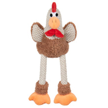 goDog Farm Friends Rooster Plush Toy for Dogs with Chew Guard Technology for Stronger & Longer Play, Soft & Durable, Built-In Squeaker, Brown, Medium