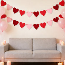 2 Pack Felt Heart Valentine’s Day Garland Banner Valentines Day Heart Decorations for Anniversary Wedding Engagement Party Home Office Wall Decorations Supplies (Red and Pink )