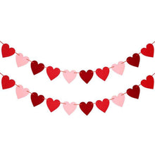 2 Pack Felt Heart Valentine’s Day Garland Banner Valentines Day Heart Decorations for Anniversary Wedding Engagement Party Home Office Wall Decorations Supplies (Red and Pink )