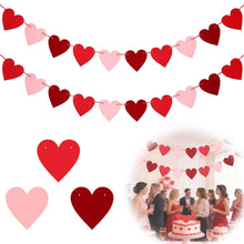 2 Pack Felt Heart Valentine’s Day Garland Banner Valentines Day Heart Decorations for Anniversary Wedding Engagement Party Home Office Wall Decorations Supplies (Red and Pink )