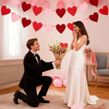 2 Pack Felt Heart Valentine’s Day Garland Banner Valentines Day Heart Decorations for Anniversary Wedding Engagement Party Home Office Wall Decorations Supplies (Red and Pink )