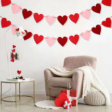 2 Pack Felt Heart Valentine’s Day Garland Banner Valentines Day Heart Decorations for Anniversary Wedding Engagement Party Home Office Wall Decorations Supplies (Red and Pink )