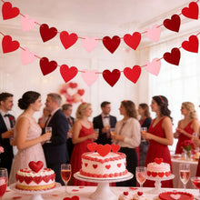 2 Pack Felt Heart Valentine’s Day Garland Banner Valentines Day Heart Decorations for Anniversary Wedding Engagement Party Home Office Wall Decorations Supplies (Red and Pink )