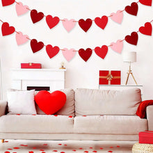 2 Pack Felt Heart Valentine’s Day Garland Banner Valentines Day Heart Decorations for Anniversary Wedding Engagement Party Home Office Wall Decorations Supplies (Red and Pink )