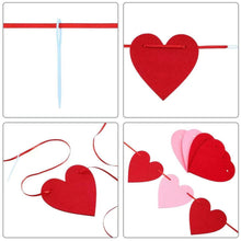 2 Pack Felt Heart Valentine’s Day Garland Banner Valentines Day Heart Decorations for Anniversary Wedding Engagement Party Home Office Wall Decorations Supplies (Red and Pink )