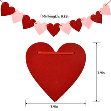 2 Pack Felt Heart Valentine’s Day Garland Banner Valentines Day Heart Decorations for Anniversary Wedding Engagement Party Home Office Wall Decorations Supplies (Red and Pink )