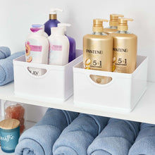 iDesign Set of 2 White Stacking BPA-Free Organization Bins, 5" H x 8" W x 10" D