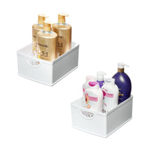 iDesign Set of 2 White Stacking BPA-Free Organization Bins, 5" H x 8" W x 10" D